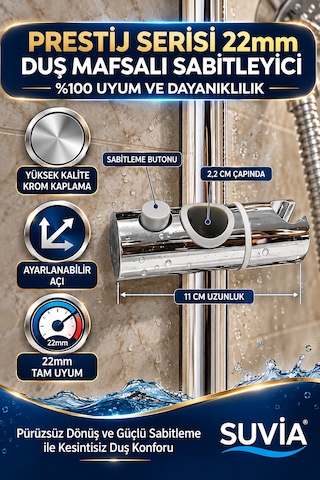 Duş Mafsalı 22 Mm Krom Duş Başlığı Sabitleyici Ayarlanabilir Sürgülü Duş Yedek Parça