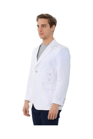 SPOSO G-125 İki Düğme Tek Yırtmaç Yarım Astar Beyaz Erkek Ceket Beyaz