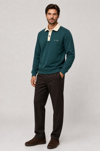 Redline Snap Erkek Regular Fit Düğmeli Kışlık Sweatshirt Nefti