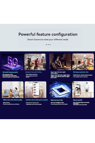 Tuya Işık Başkamerası 3.0mp Kapalı Pan Baş Ev Kamerası 2.4g/5g Çift Frekans Wıfı Mobil Telefon Uzaktan Hd Çift Ampul Kamerası