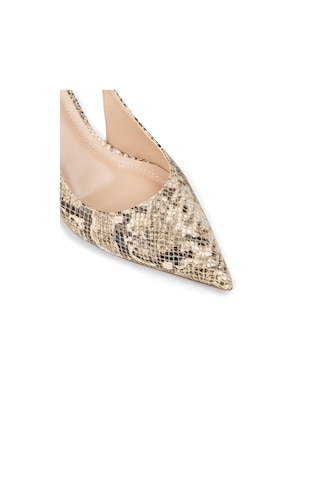 Deery Kadın Bej Yılan Desenli Topuklu Slingback Ayakkabı - Rd125zbejm01 Bej