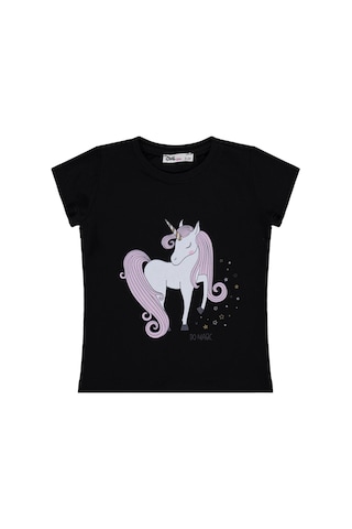 Civil Girls Unicorn Baskılı 2-5 Yaş Tişört - Siyah