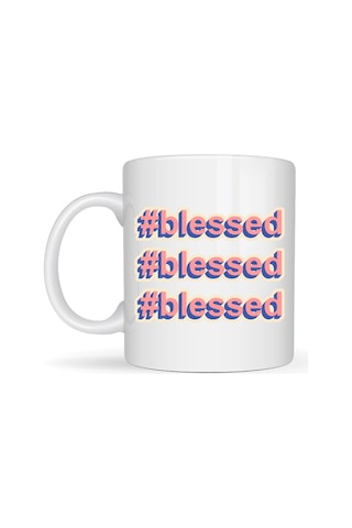Blessed Yazılı Porselen Kupa Model 34 Motivasyonlu Kahve Kupası - Günlük Kullanım & Hediye