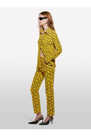 Sisley Pamuk Karışımlı 5 Cepli Baskılı Slim Fit Bilek Boy Pantolon Kadın Hardal Sarısı Mix Pantolon - 324a4zjsle03s