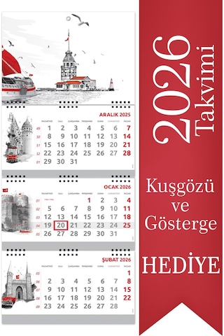 2026 Büyük Boy Gemici Takvimi Denizci Duvar Takvimi İstanbul 33x77,5 Cm