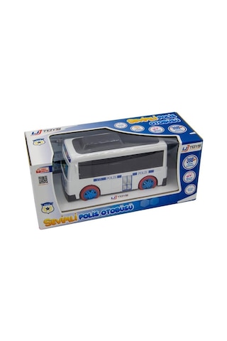 Uj Toys Eğitici Öğretici Sesli Ve Işıklı Çarp Dön Sevimli Polis Otobüsü-beyaz