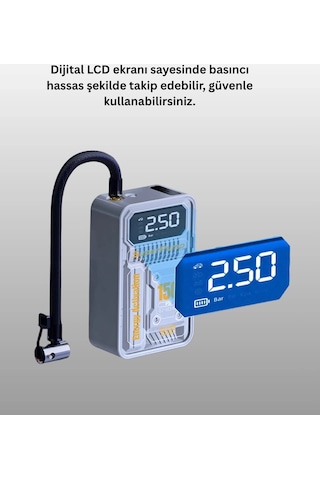 Hubrendy Kargo Mini Boy Elektrikli Şarjlı Yüksek Basınçlı Lastik Şişirme Pompası