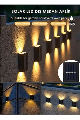 Brokoli Home Solar Çift Taraflı Duvar Lambası Güneş Enerjili Aydınlatma Dekorasyon Aplik Işık