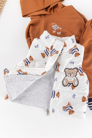 Ayıcık Figürlü Yelekli Üç Parça Kışlık Erkek Bebek Takım 001