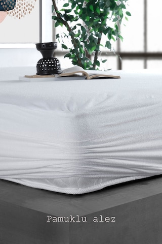 Limon Soft Pamuklu Fitted  Su Sıvı Geçirmez Yatak Koruyucu Alez Beyaz