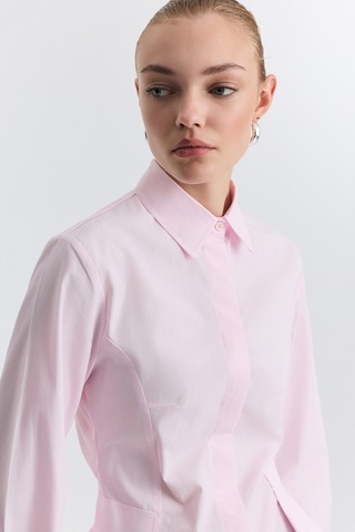 Antioch Peplum Poplin Gömlek Pembe