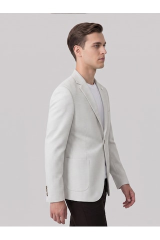 Plus Scorpion Kırçıllı Erkek Blazer Ceket Torba Cepli, Çift Yırtmaçlı, Dokulu Premium Kumaş Slim Fit Bej