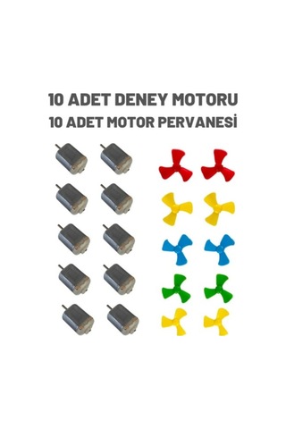 10 Adet Deney Motoru ( Dc Motor ) + 10 Adet Deney Motoru Pervanes