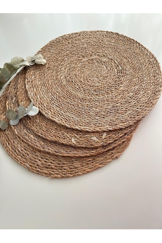 Hbs Art Design Hasır Jüt Supla 4'lü Set Amerikan Servis 35 Cm Çap Acı Kahverengi