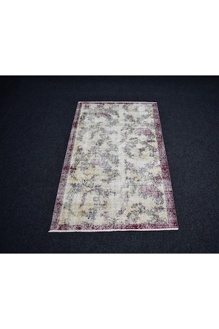 Zehra Abla Halı Vintage El Dokuma Serpme Çiçekli Eskitme Lüks Yün Salon Halısı 6938 Çok Renkli