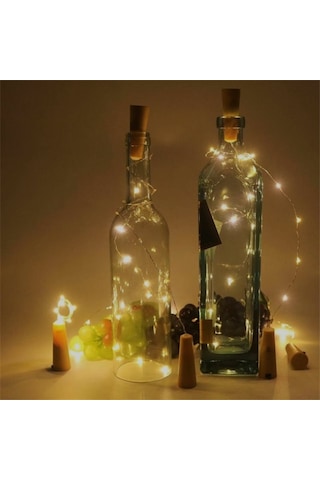 Mantar Şişe Ledi 2 Metre 20 Led Sarı Işık 5 Adet