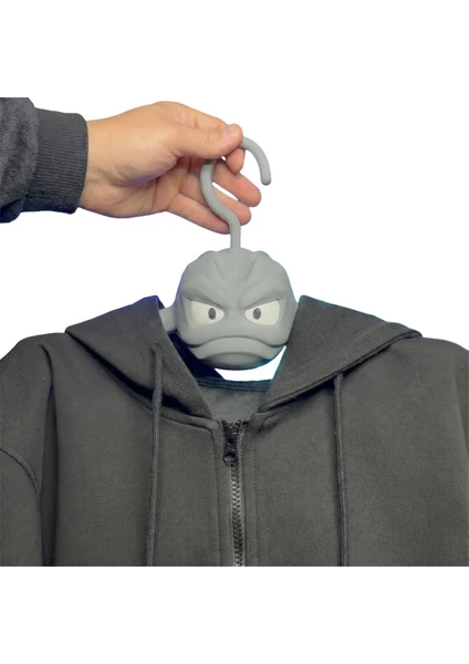 Kaslı Askı Hoodie Askısı Dekoratif Elbise Askılığı Güçlü Tasarım Siyah Gri Açık Gri