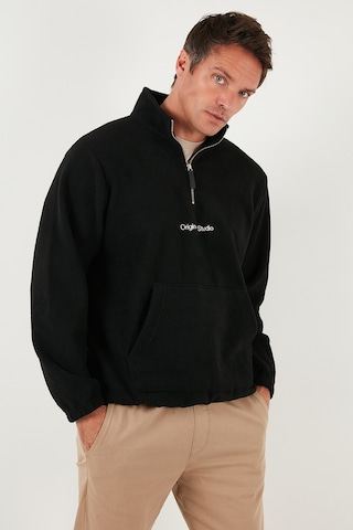 Buratti Regular Fit Yarım Fermuarlı Dik Yaka Yumuşak Dokulu Erkek Sweat 59060661 Siyah