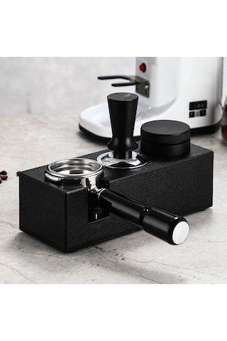 Folinda Kahve Abs 3-in-1 Tutucu: 51/53/58mm Filtre, Tamper Depolama + Yükseklik Ayarlı, Siyah Yatay Model Siyah