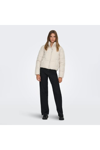 Jacqueline De Yong Newerica Life Short Padded Kadın Ekru Dik Yaka Ceket Ekru