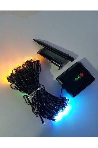 Solar 100 Ledli 12 Metre Renkli Bahçe Aydınlatma Dekorasyon Güneş Enerjili Led Renkli Işık Yılbaşı