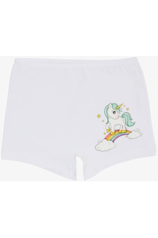 Breeze Kız Çocuk Boxer Sevimli Unicorn & Gökkuşağı 5-11 Yaş, Beyaz-beyaz Beyaz