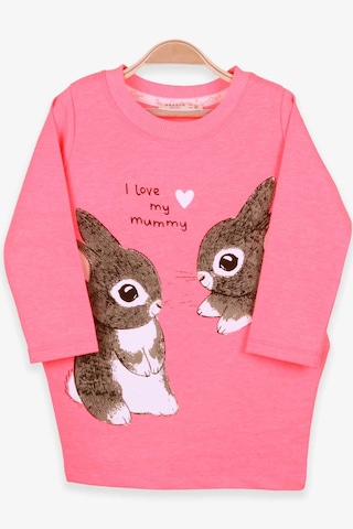 Breeze Kız Çocuk Tunik Tavşan Desenli 1.5-5 Yaş, Neon Pembe Neon Pembe
