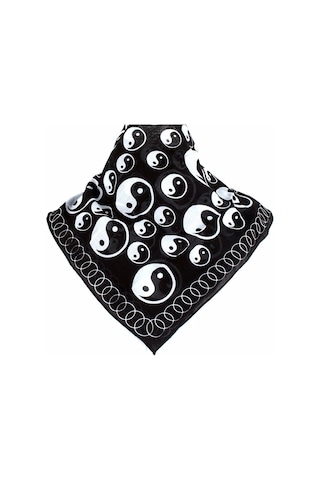 Herşey Nota Siyah Ying Yang Tasarım Pamuk Fular