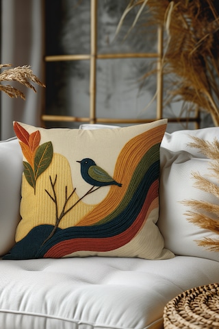 2 Li Nakış Desenli, Çift Taraflı Baskı, Kırlent Kılıfı Seti 01