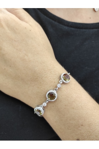 Oriental Kuyumculuk Jewellery Kadın Gümüş Zultanit Taşlı Asansör Bileklik Gümüş