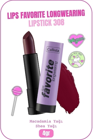 Callista Lips Favorite Longwearing Lipstick Ruj 308 Vampy Like - Bordo