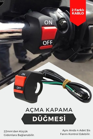 Atv Motosiklet Sis Farı Açma Kapama Gidon Düğmesi