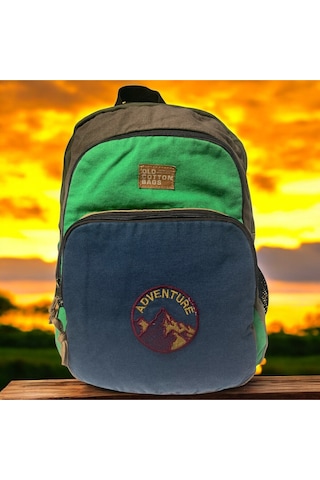 Kaliteli Siyah Vintage Salaş Baskılı Disayn Günlük Gezi Okul Sırt Çantası Revilla Bag 28x38cm Gri - Yeşil