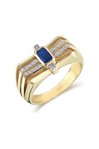 Reis Kuyumculuk T9340 Queen Blue Altın Yüzük