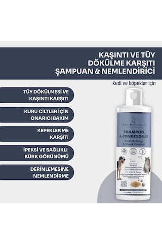 Kaşıntı Tüy Dökülme Karşıtı Organik Şampuan Nemlendirici,köpek Ve Kedi, Yulaf, İnci Proteini, Yeşilçay, La