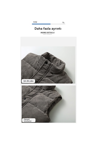 Yeni Kış Düz Renk Sıcak Kadife Yelek Gri