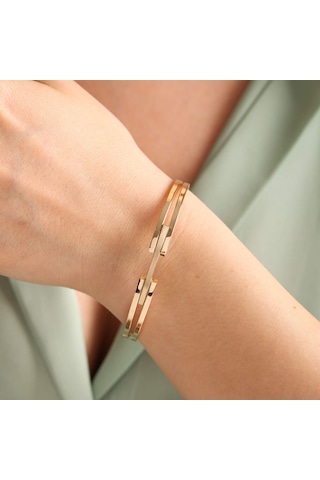 Altın Kaburga Kelepçe Çift Kol Tek Sıra