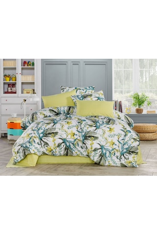 Ranforce Light Asya Yeşil Çift Kişilik Nevresim Takımı Yeşil Beyaz