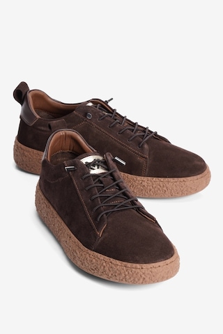 Mubiano Kadın Hakiki Süet Sneaker Lastik Bağcıklı Krep Taban Roan Kahverengi