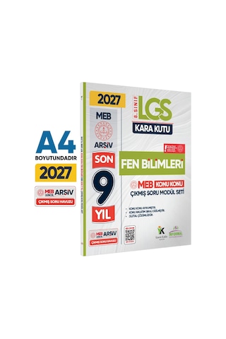 2027 LGS 8.Sınıf FEN BİLİMLERİ Karakutu MEB Çıkmış Soru Modülü Video/PDF Çözüm Konu Konu Son 9 Yıl