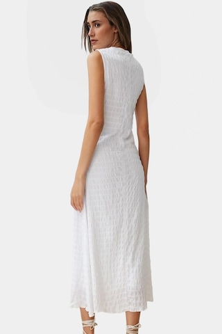 Ersefa Astarlı A Line Gofre Dokulu Polyester Maxi Elbise Rahat Günlük St Beyaz