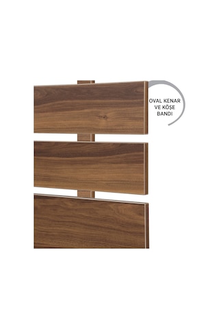 Pasifichome Huga Çift Kişilik Yatak Başlık Ceviz 180 Cm / 180 Cm Baza Başlık