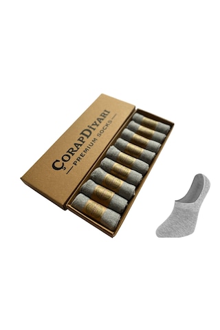 Çorapdiyarı Premium 9'lu Dikişsiz Burunlu Silikon Topuklu Bambu Babet Çorap Gri