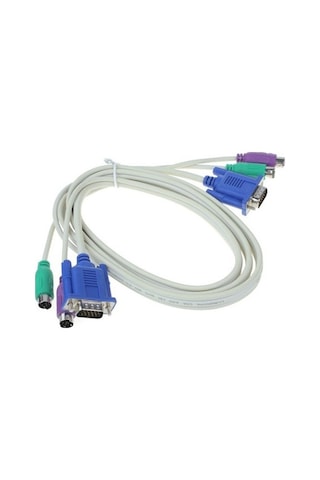 1.5 Metre 2x PS2 + 1x VGA Tüm Soketleri Erkek KVM Switch Kablosu