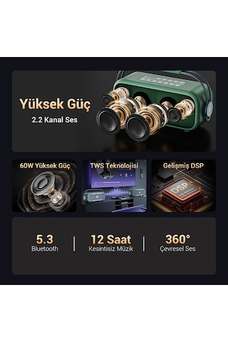 Nowgo C2 60w Taşınabilir Rgb Bluetooth Hoparlör Ipx4 Parti Speaker Yeşil