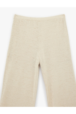 Koton Normal Bel Düz Geniş Paça Pantolon Bej 6sak40009uk Ekru