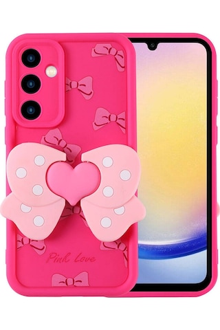 Galxy Uyumlu A25 Kılıf Kamera Korumalı Figür Tasarımlı Zore Kapya Kapak-pembe Koyu Pembe Koyu