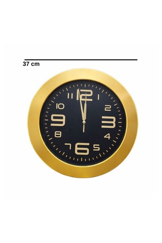 Dyris 37 Cm Gold Duvar Saati Modern Dekoratif Sessiz Mekanizma Siyah Kadran Salon Saat