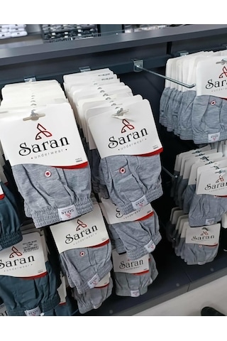 Saran Erkek Havlu Bel Pamuk'lu Boxer 3104 - 10 Adet Gri