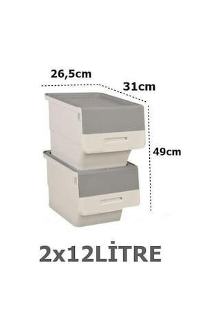 Motek Tekerlekli Patateslik Soğanlık Oyuncak Kutusu Patateslik Soğanlık Sepeti 2x12lt Beyaz+gri Diğer